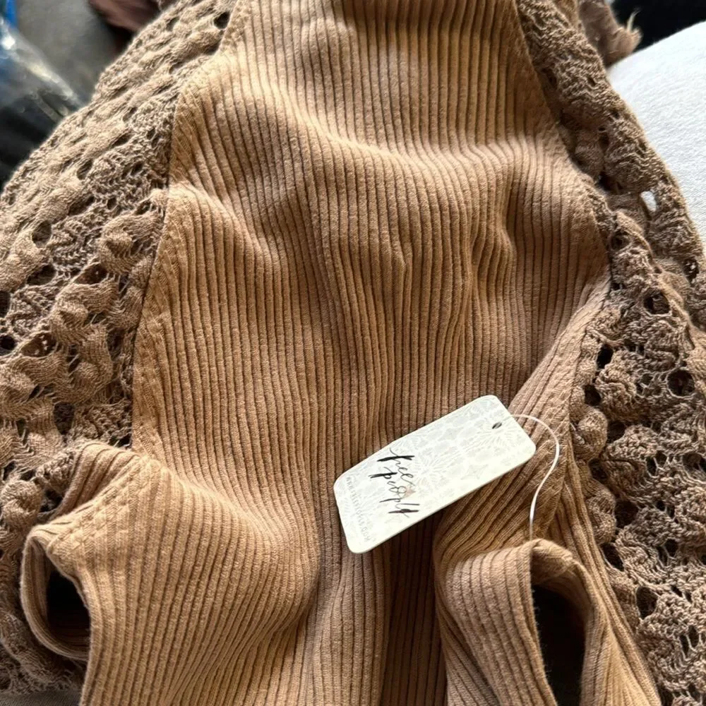 Free People Clemente Top‎ In Tan Beige Size XS